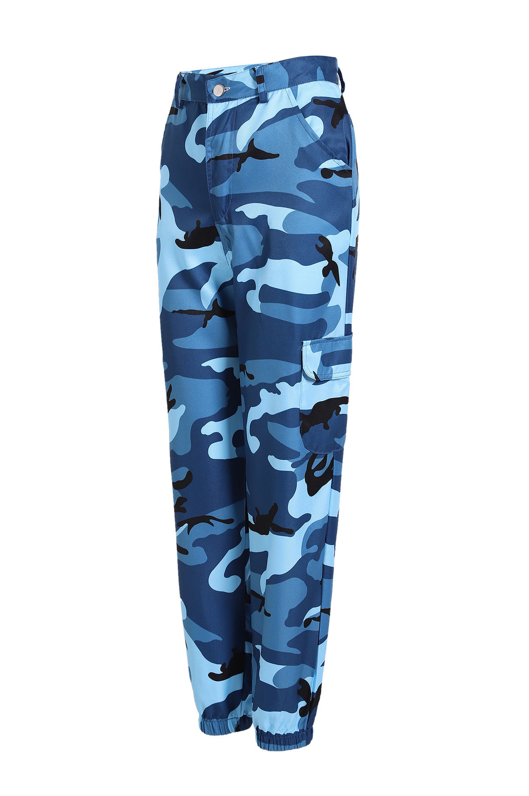 Women's cargo pants with a modern camouflage design, elastic waistband, and practical pockets Lune London
