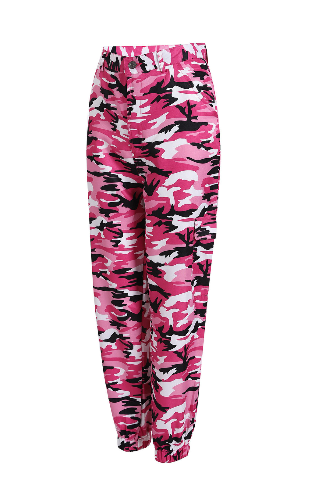 Women's cargo pants with a modern camouflage design, elastic waistband, and practical pockets Lune London