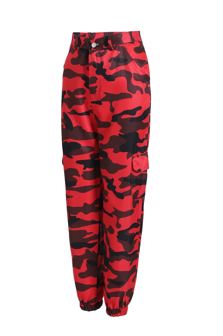 Women’S Cargo Pants In Modern Camouflage Design with Elastic Waistband and Practical Pockets Lune London