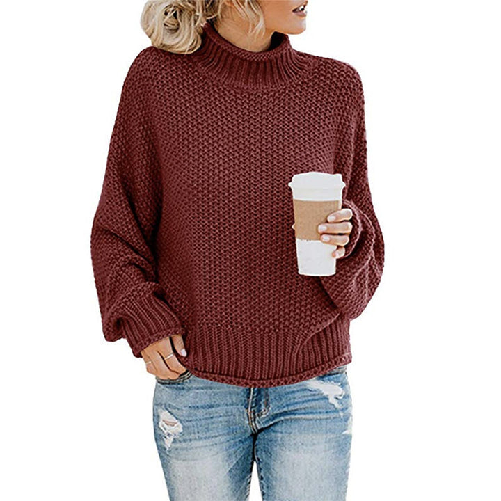 Knitted sweater for women with high collar and loose fit Chic und Stil