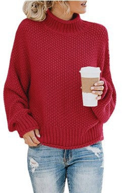Knitted sweater for women with high collar and loose fit Chic und Stil
