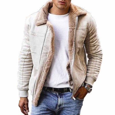 Men's leather jacket with warming Sherpa lining Lune London