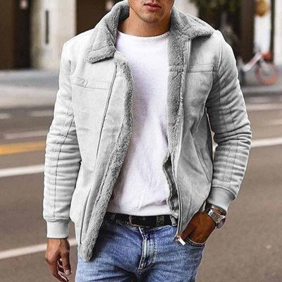 Men's leather jacket with warming Sherpa lining Lune London