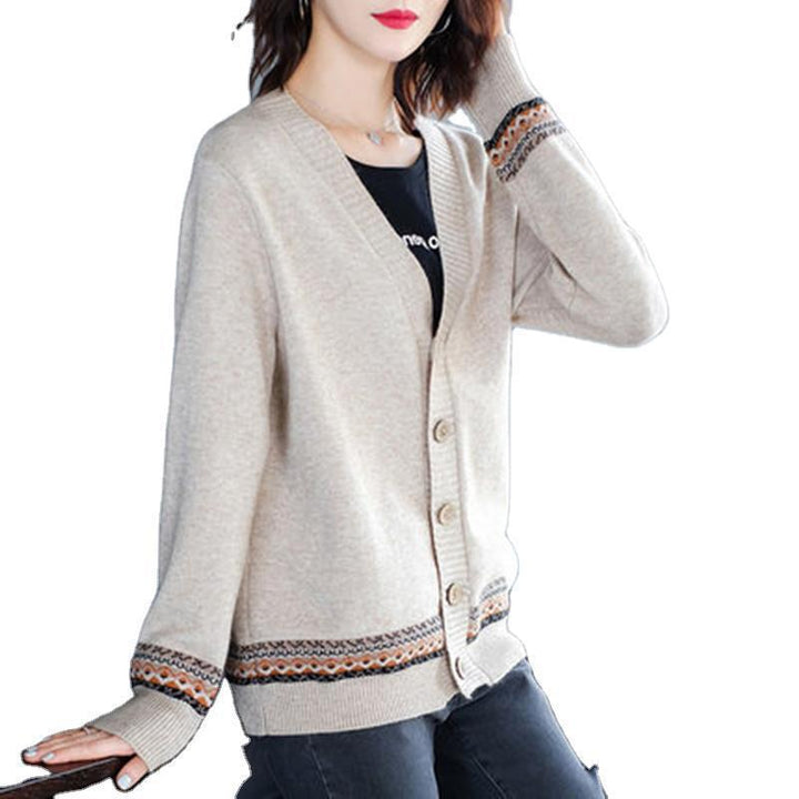 Knitted jacket for women with elegant button details and a trendy crochet trim Lune London