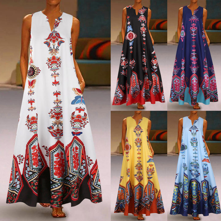 Women's maxi dress with floral design and flared hem Lune London