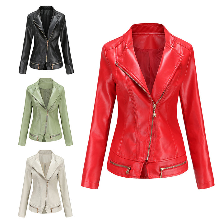 Faux leather jacket for women with a fitted cut and decorative zips Lune London