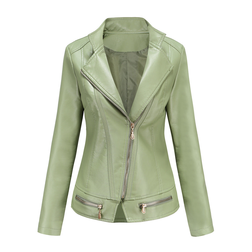 Faux leather jacket for women with a fitted cut and decorative zips Lune London