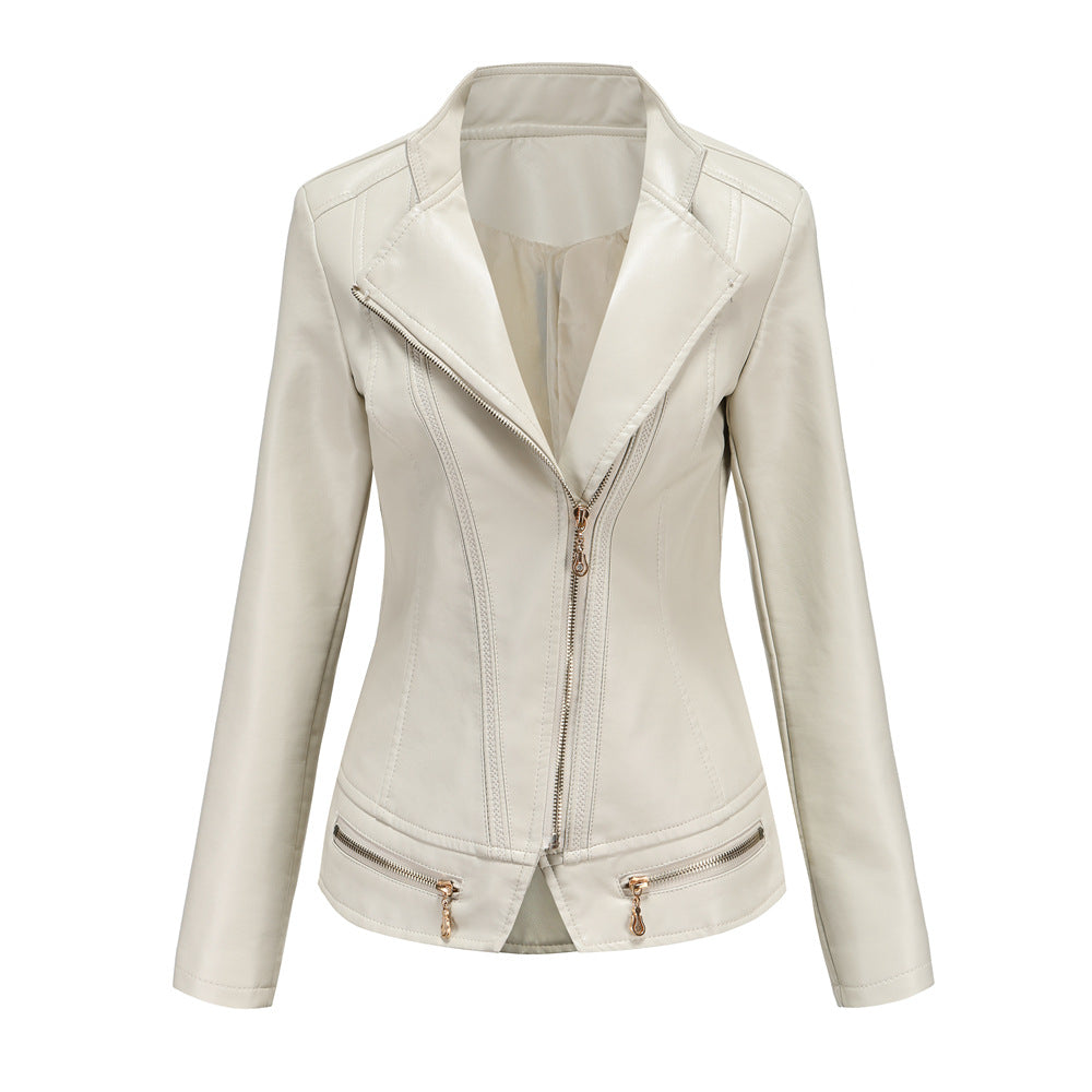 Faux leather jacket for women with a fitted cut and decorative zips Lune London