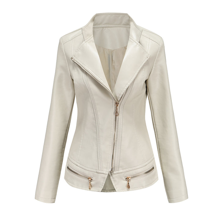 Faux leather jacket for women with a fitted cut and decorative zips Lune London