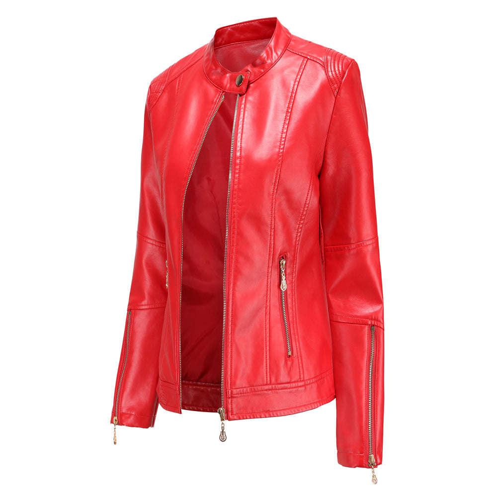 Trendy faux leather jacket for women with minimalist accents Lune London