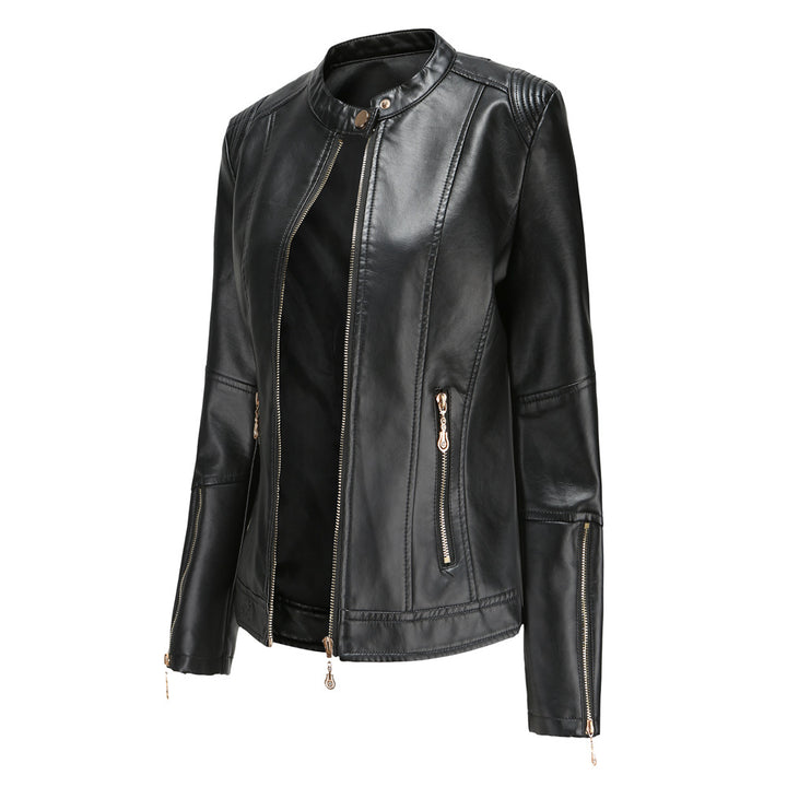 Trendy faux leather jacket for women with minimalist accents Lune London