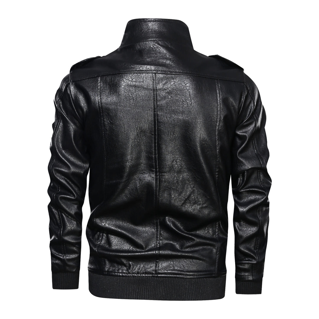 Elegant leather jacket for men with practical zip pockets and a trendy stand-up collar Chic und Stil