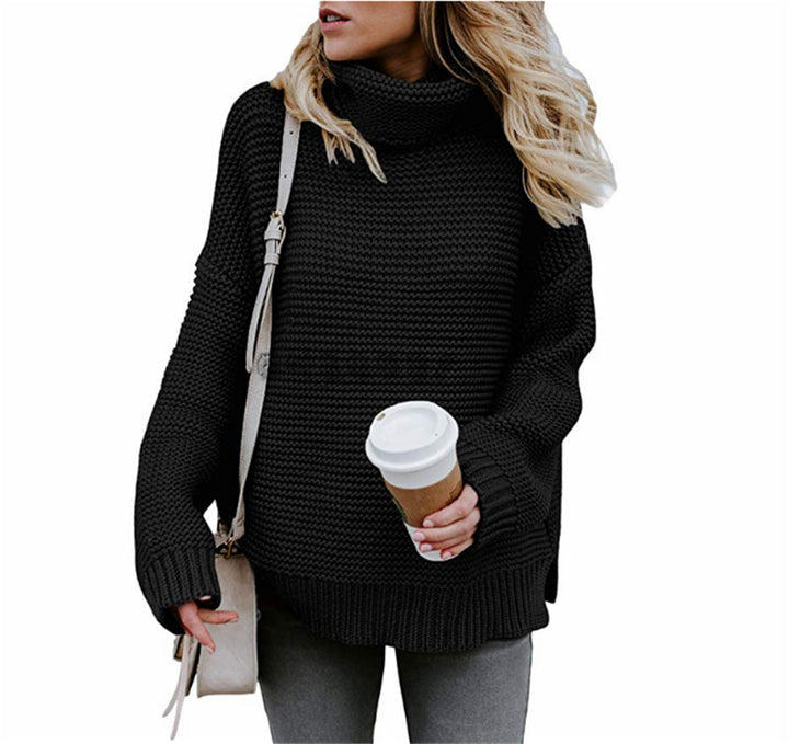Chunky knit pullover for women with high collar and relaxed silhouette Lune London