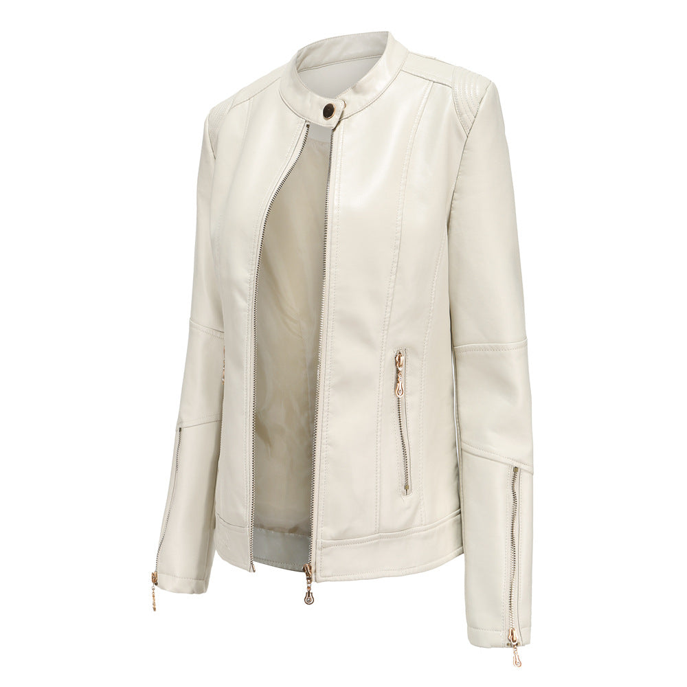 Trendy faux leather jacket for women with minimalist accents Lune London