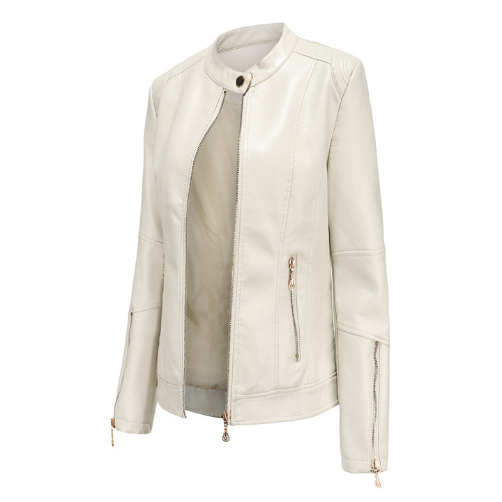 Trendy faux leather jacket for women with minimalist accents Lune London