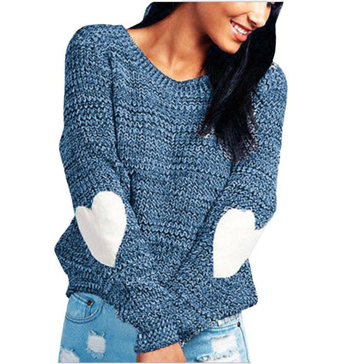 Chunky knit sweater for women with heart-shaped appliqués Lune London