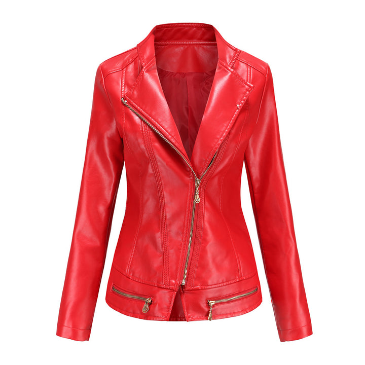 Faux leather jacket for women with a fitted cut and decorative zips Lune London