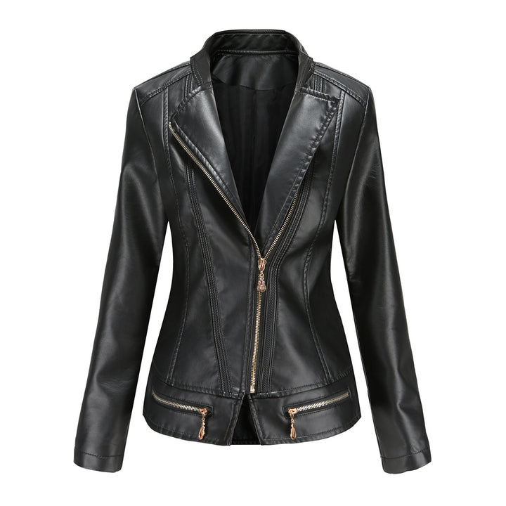 Faux leather jacket for women with a fitted cut and decorative zips Lune London