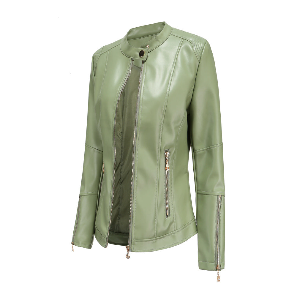 Trendy faux leather jacket for women with minimalist accents Lune London