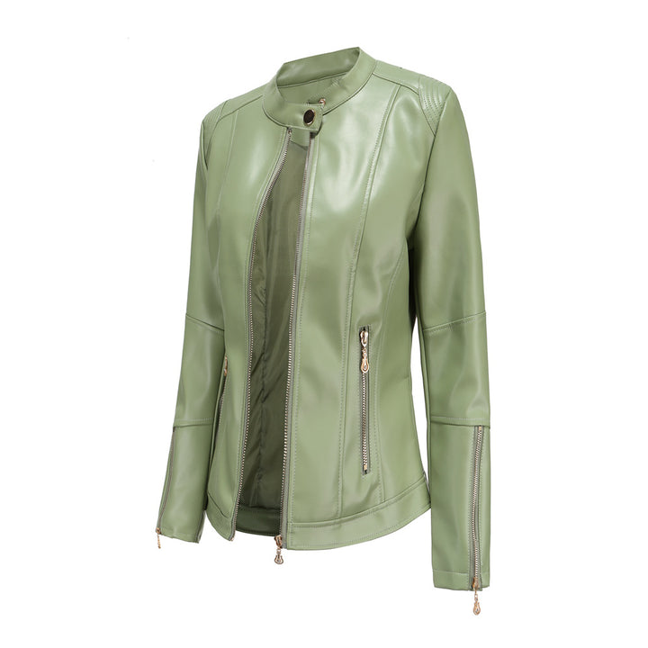 Trendy faux leather jacket for women with minimalist accents Lune London