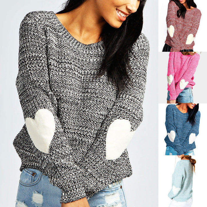 Chunky knit sweater for women with heart-shaped appliqués Lune London