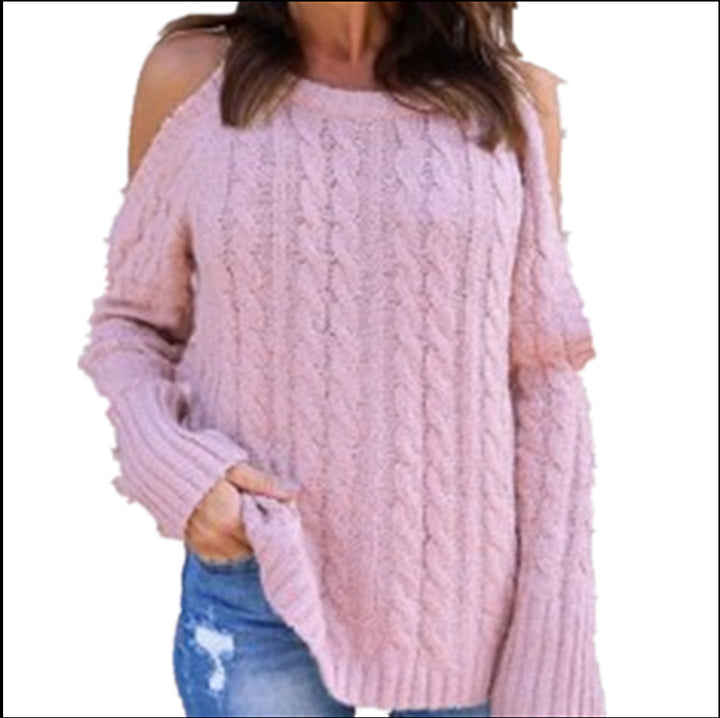 Chunky knit sweater for women with open shoulder design and relaxed fit Lune London
