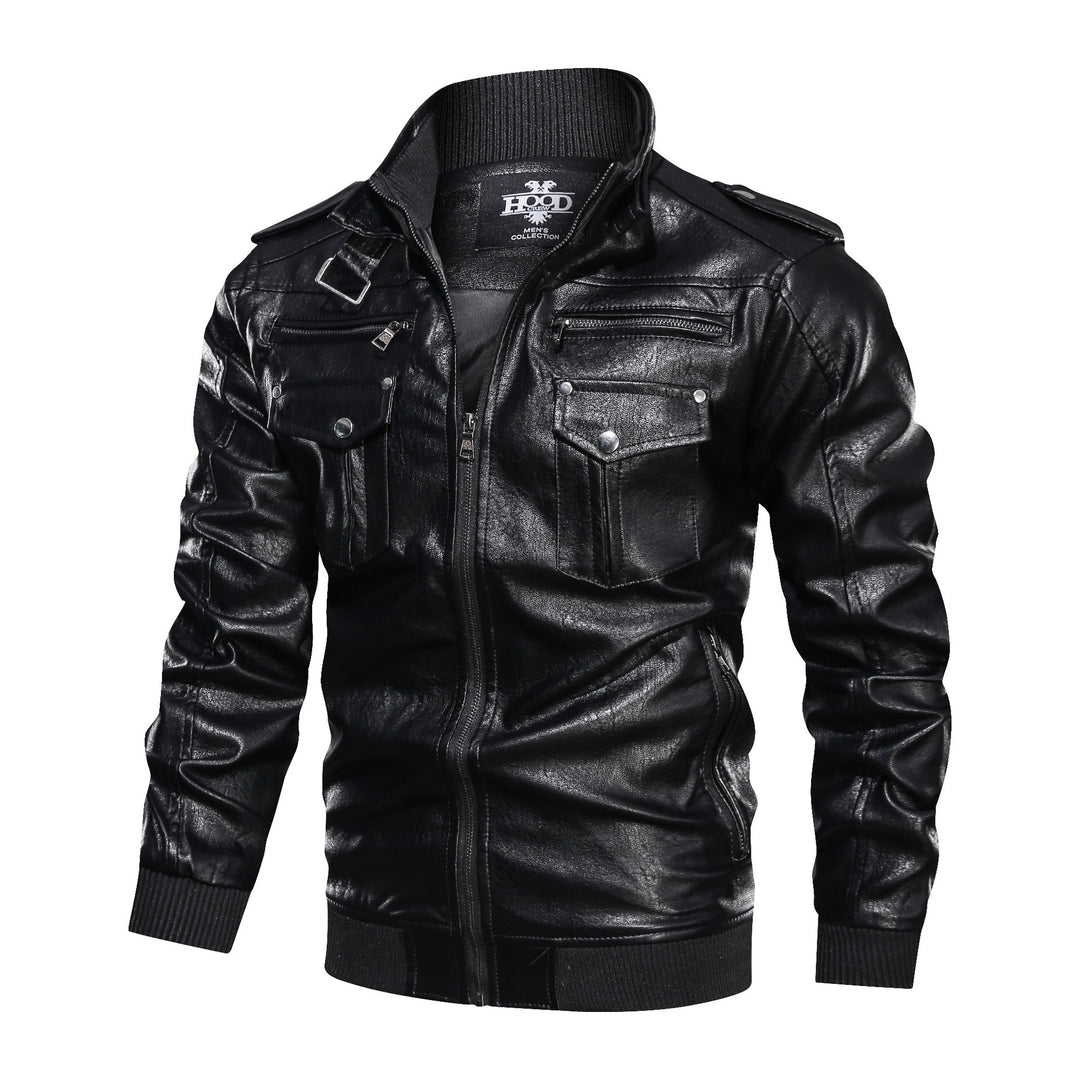 Elegant leather jacket for men with practical zip pockets and a trendy stand-up collar Chic und Stil