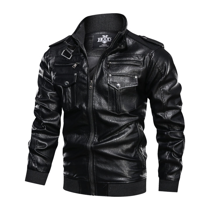 Elegant leather jacket for men with practical zip pockets and a trendy stand-up collar Chic und Stil