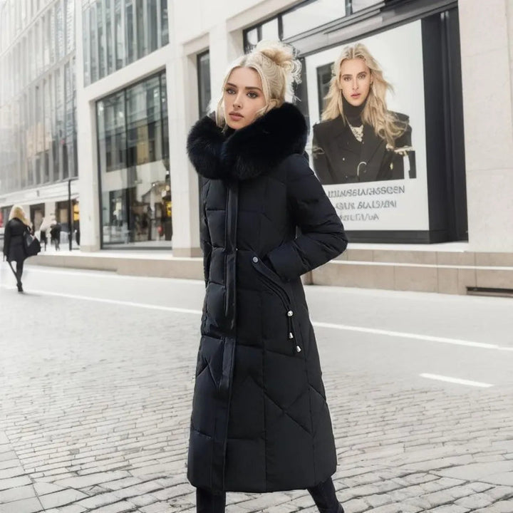 Long winter coat with fur hood