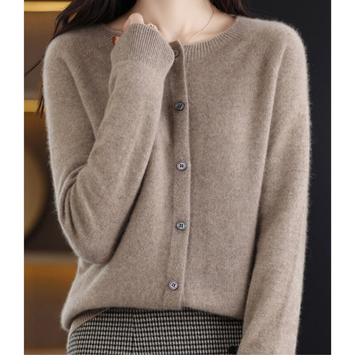 Lune London | Women's Cardigan with O-Neck Made of 100% Pure Merino Wool, Cashmere Sweater