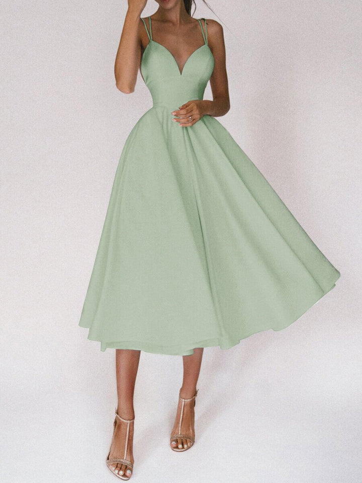 Lune London | Grace The Elegant Spaghetti Strap Dress with V-Neck