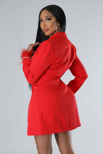 Lune London | White Blazer Dress with Feathered Sleeves