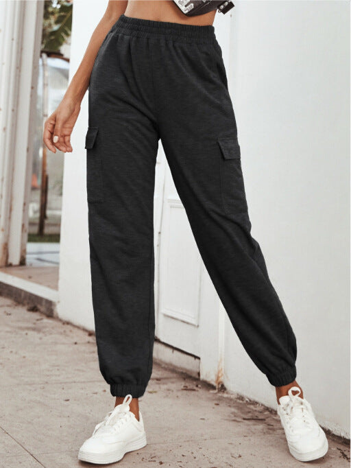 Pantalons cargo pour femmes au style décontracté avec une taille élastique et des poches latérales pratiques Chic & Stil