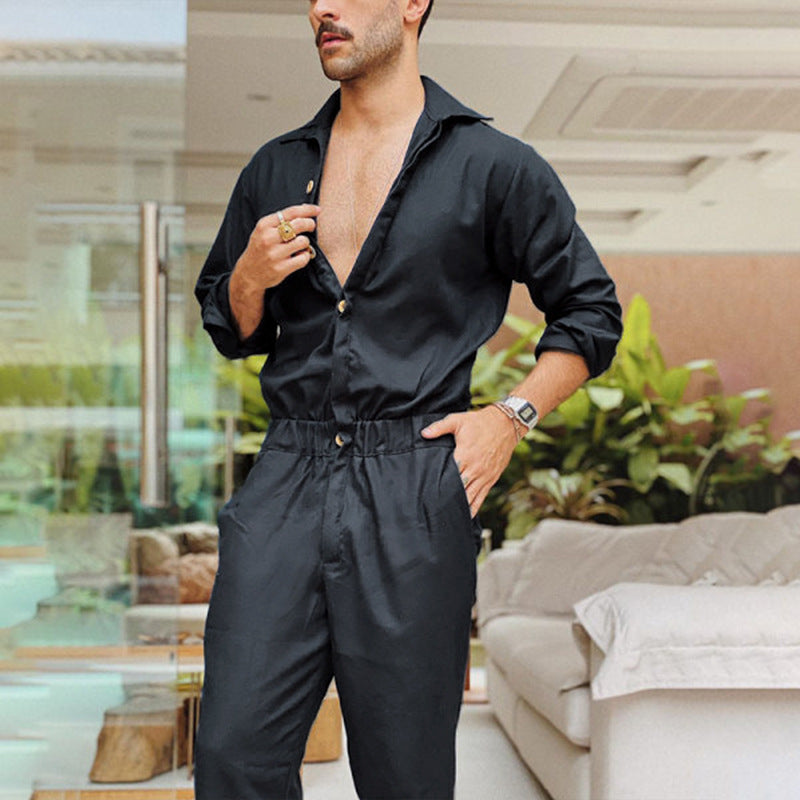 Men's stylish jumpsuit with practical pockets and trendy button design Lune London