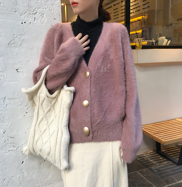 Ladies Soft cardigan with voluminous sleeves and elegant buttons Lune London