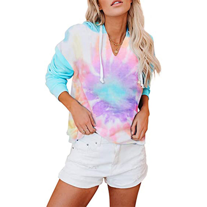 Haut à capuche pour femme à col en V avec design tie-dye Chic & Stil