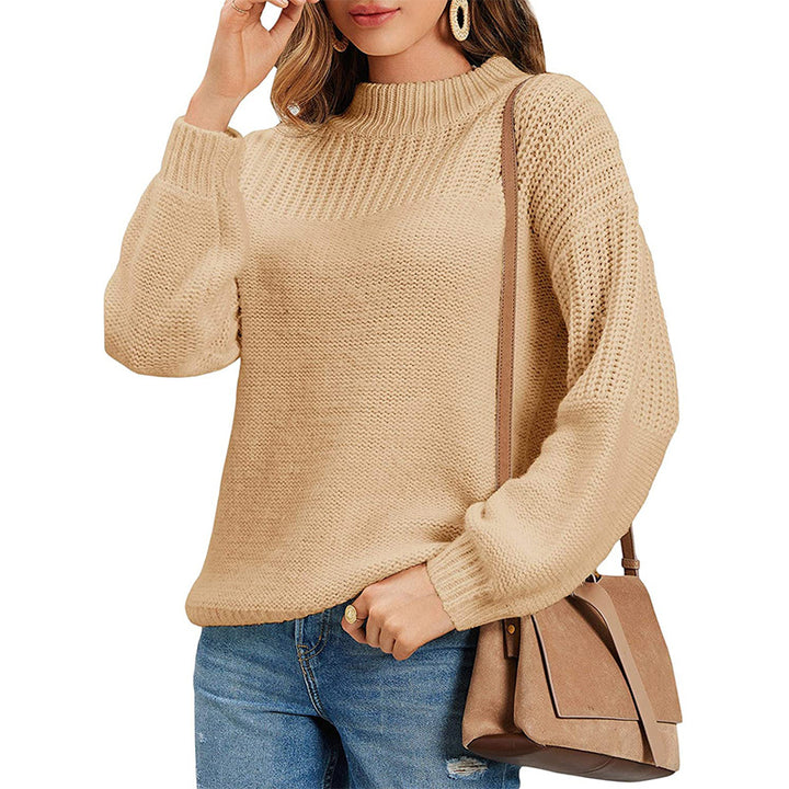 Knit sweater for women with short turtleneck and airy mesh structure Lune London