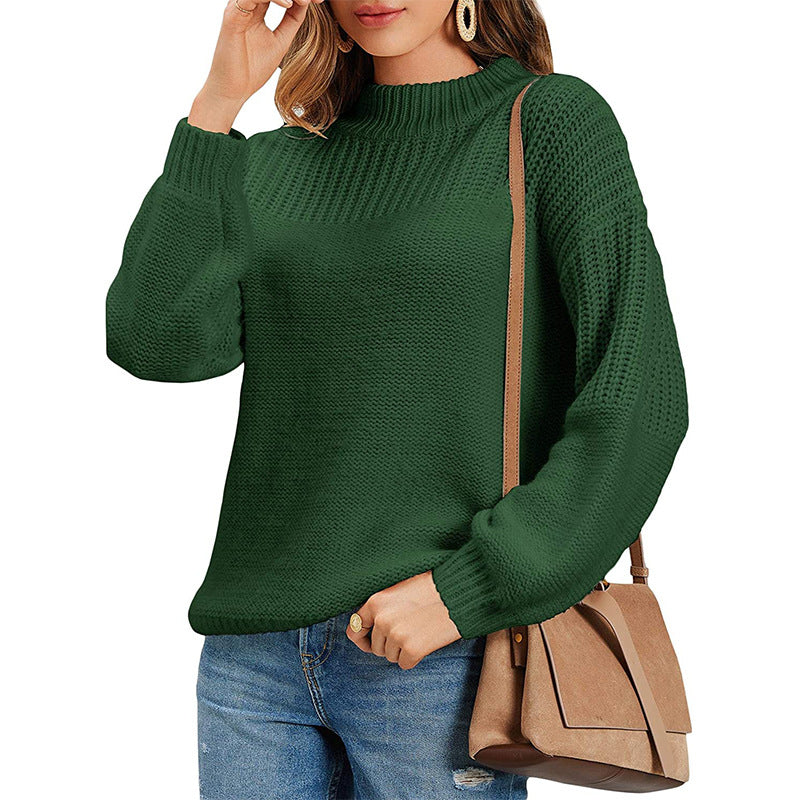 Knit sweater for women with short turtleneck and airy mesh structure Lune London