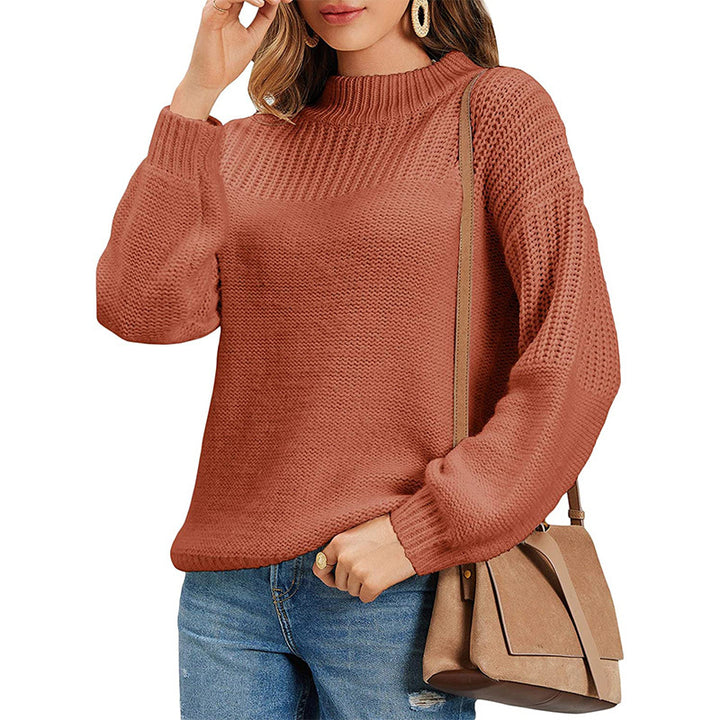 Knit sweater for women with short turtleneck and airy mesh structure Lune London