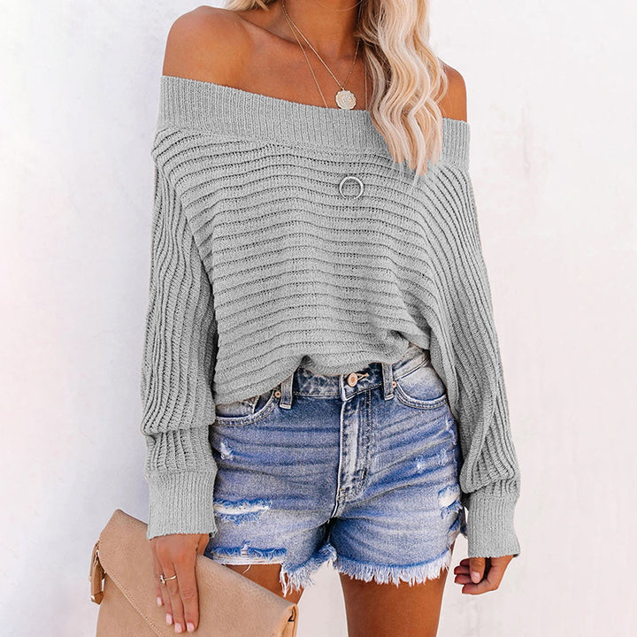 Casual sweater for women with an off-shoulder design and a textured knit pattern Lune London