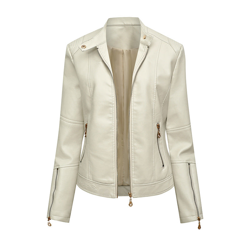 Asymmetrical zipper faux leather jacket for women Lune London