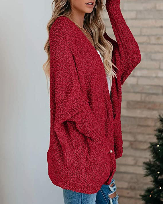Ladies chunky knit cardigan with open sleeves Lune London