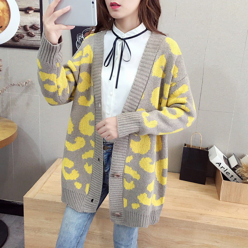 Women Chunky Knit Vest with Modern Leopard Print and Practical Button Details Lune London