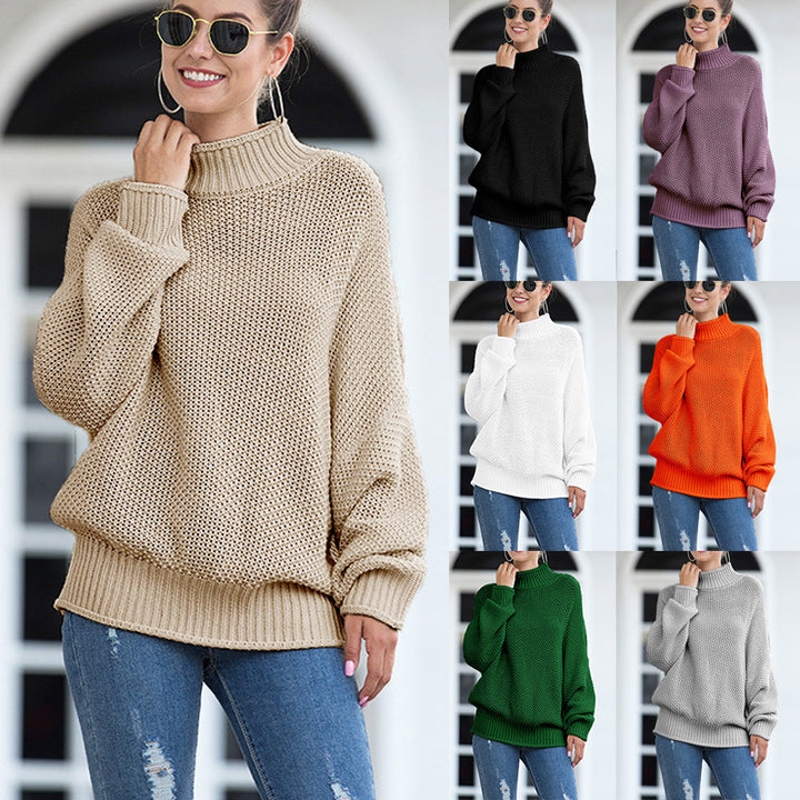 Chunky knit sweater for women with a high neck and relaxed fit Lune London