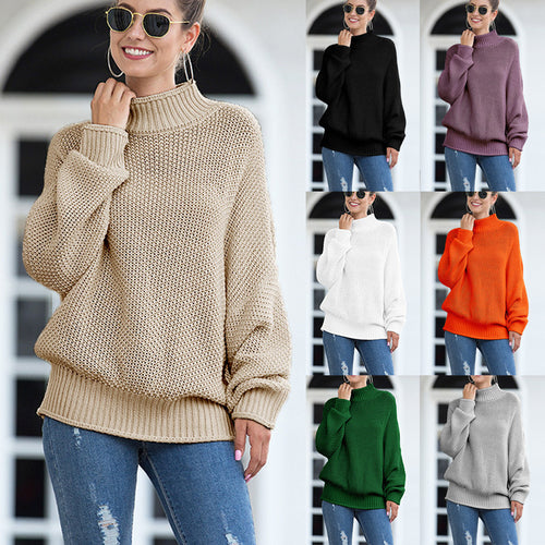 Chunky knit sweater for women with a high neck and relaxed fit Lune London