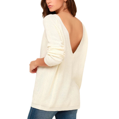 Casual knit sweater for women with plunging neckline at the back and oversized fit Lune London