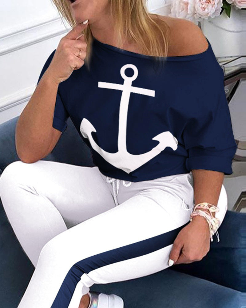 Women casual top with chic anchor design and style