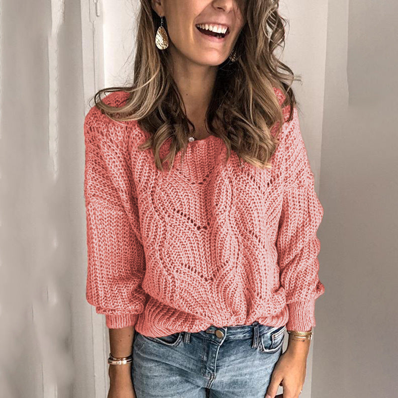 Pull en tricot épais pour femmes avec une coupe ample et un motif délicat Chic & Stil