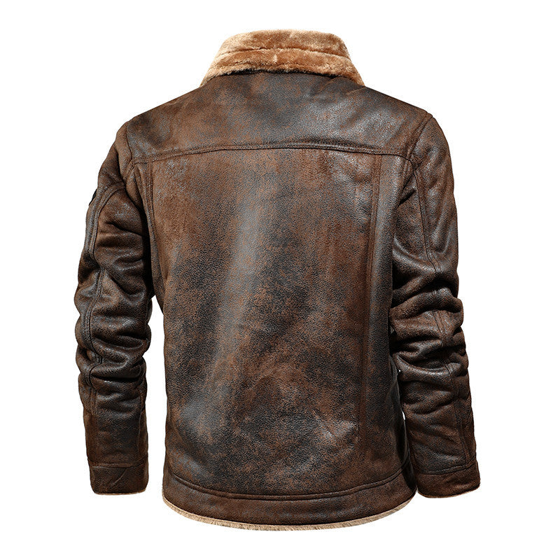 Elegant leather jacket for men with warming faux fur lining Lune London