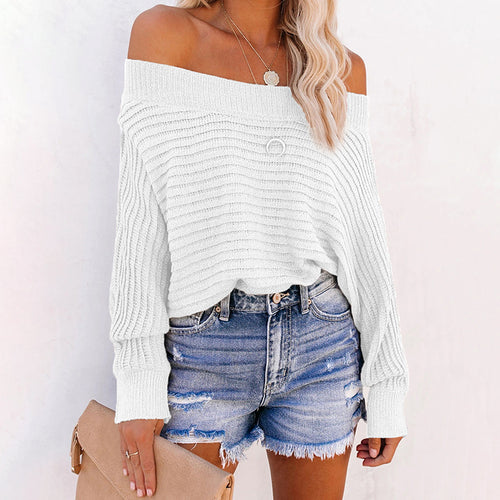 Casual sweater for women with an off-shoulder design and a textured knit pattern Lune London